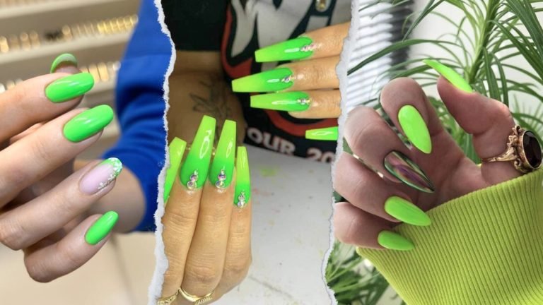 24 Neon Green Nails [Ultimate Design]