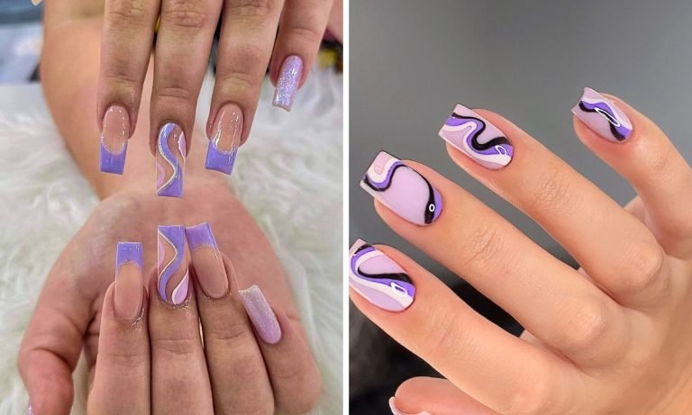 20 Purple Swirl Nails