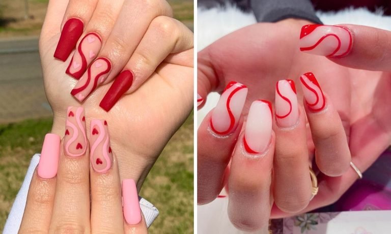 20 Red Swirl Nails