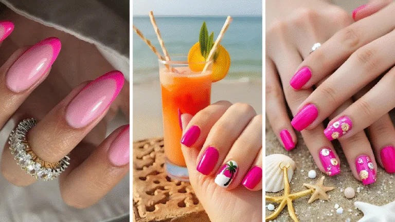 Hot Pink Beach Nail Designs