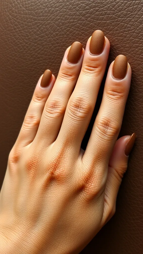 Close-up of a textured saddle brown surface