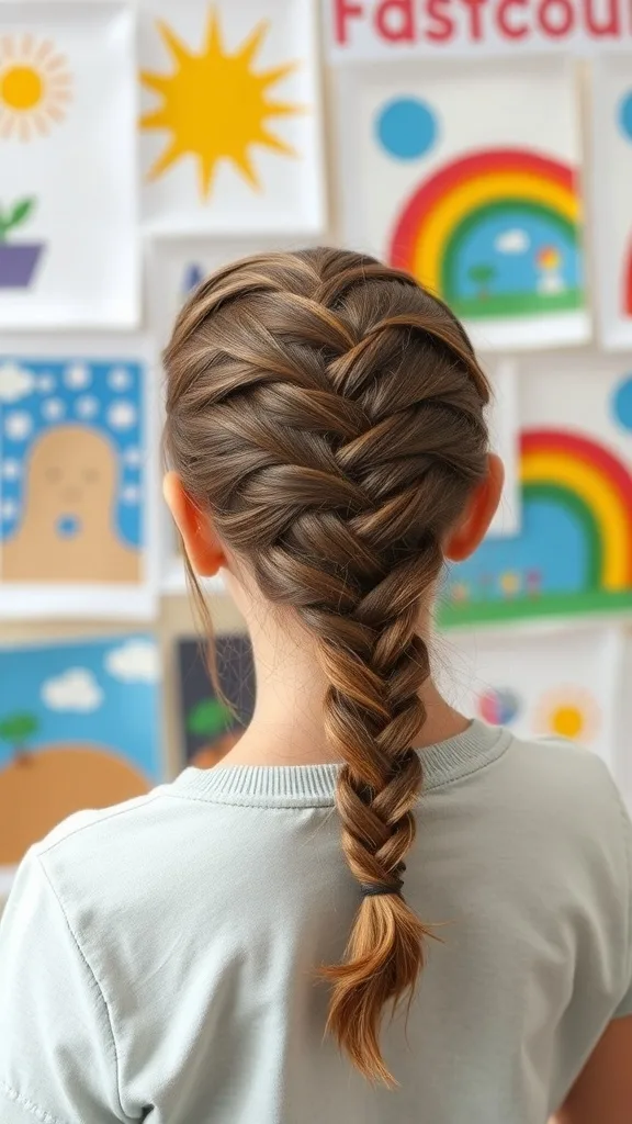 A fishtail braid hairstyle on a girl, showcasing a unique and stylish look.